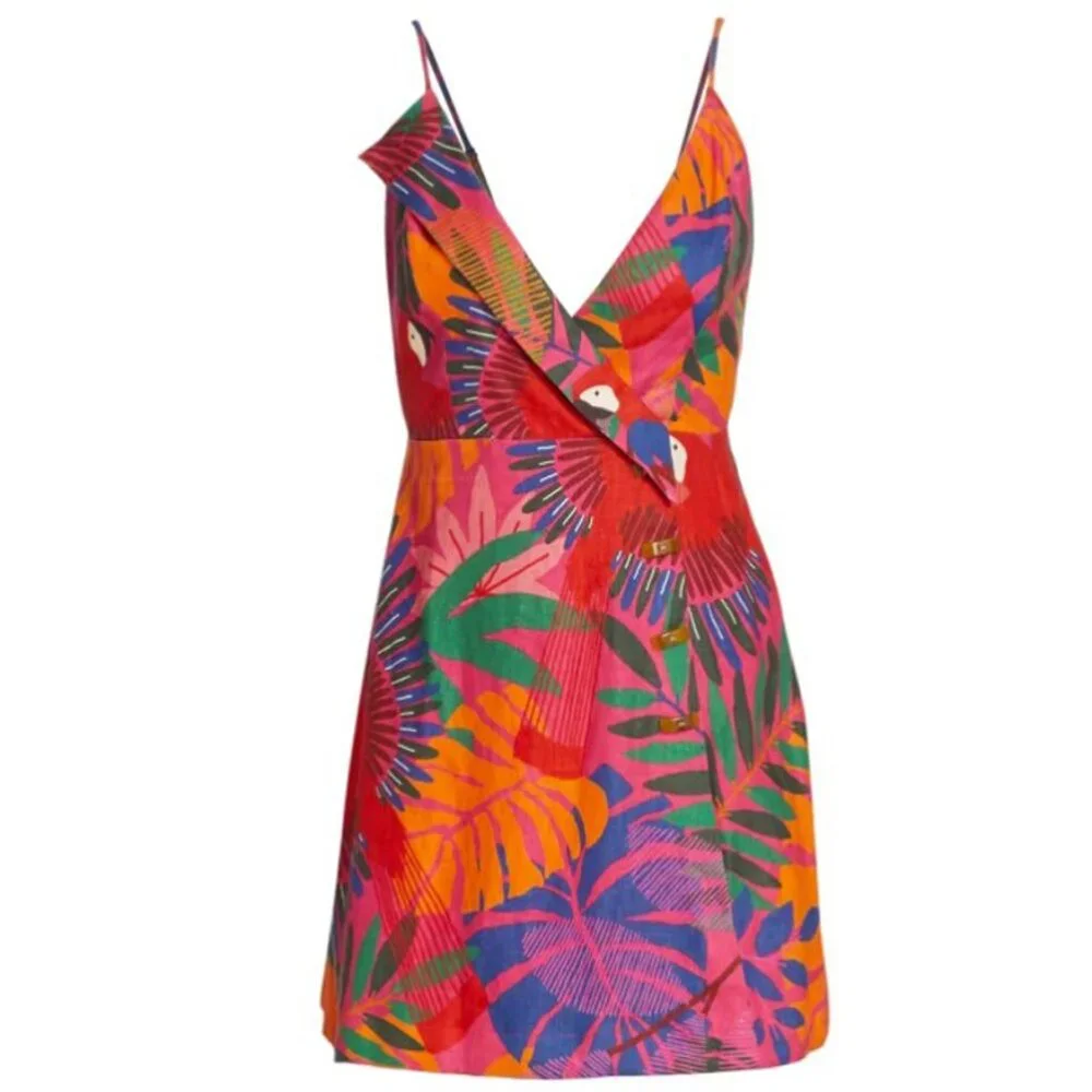 FARM RIO Macaw Side Buttons Mini Dress Multi - Picture 6 of 16